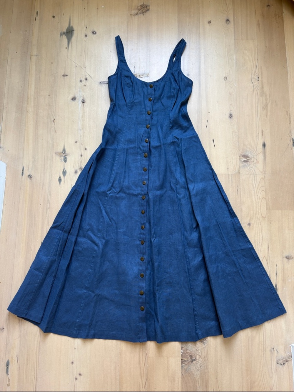 Mara Hoffman Cornflower Blue Button-Front Sleeveless 100% Hemp Maxi Dress - 2